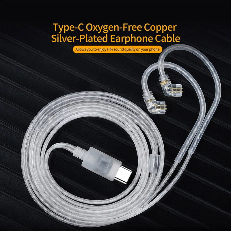 Type C Wired Earphones With Mic - KZ Kulaklık Kablosu OFC Gümüş Kaplama
