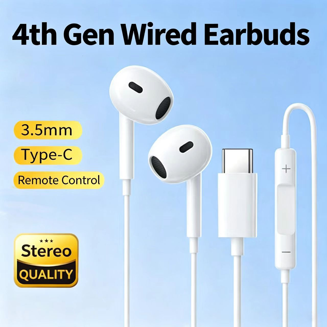 Type C Wired Earphones With Mic - Kablolu Yarım Kulak İçi Kulaklık Tip-C