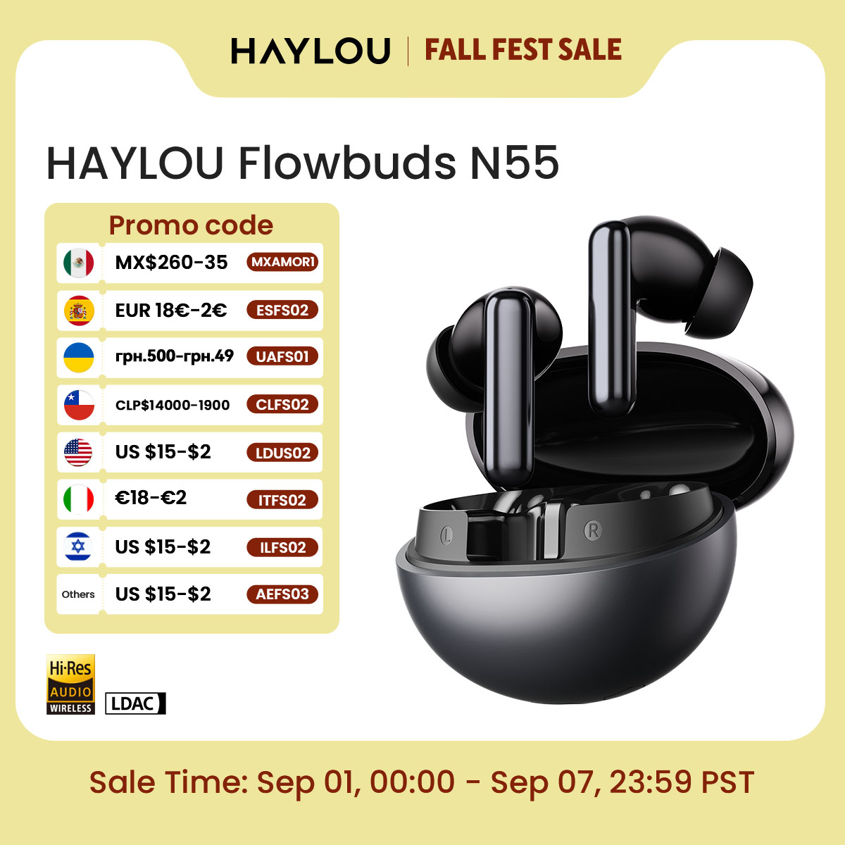Type C Wired Earphones With Mic - HAYLOU Flowbuds N55 Kablosuz Kulaklıklar 54dB