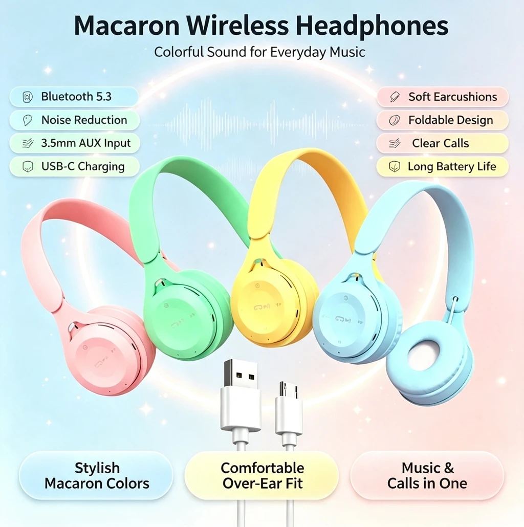 Anc Wireless Over Ear Headphones - Katlanabilir Kulak Üstü Bluetooth 5.0 Kulaklıklar