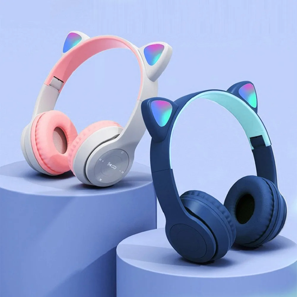 Cat Ear Bluetooth Headset Led - Çocuklar için RGB LED Işıklı Sevimli