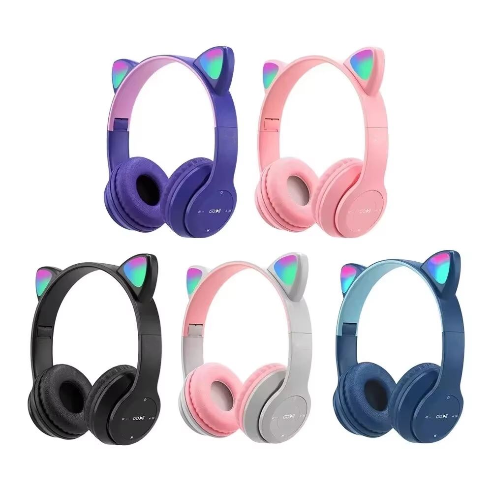 Cat Ear Bluetooth Headset Led - Çocuklar için P47M Kablosuz Oyun Kulaklığı,