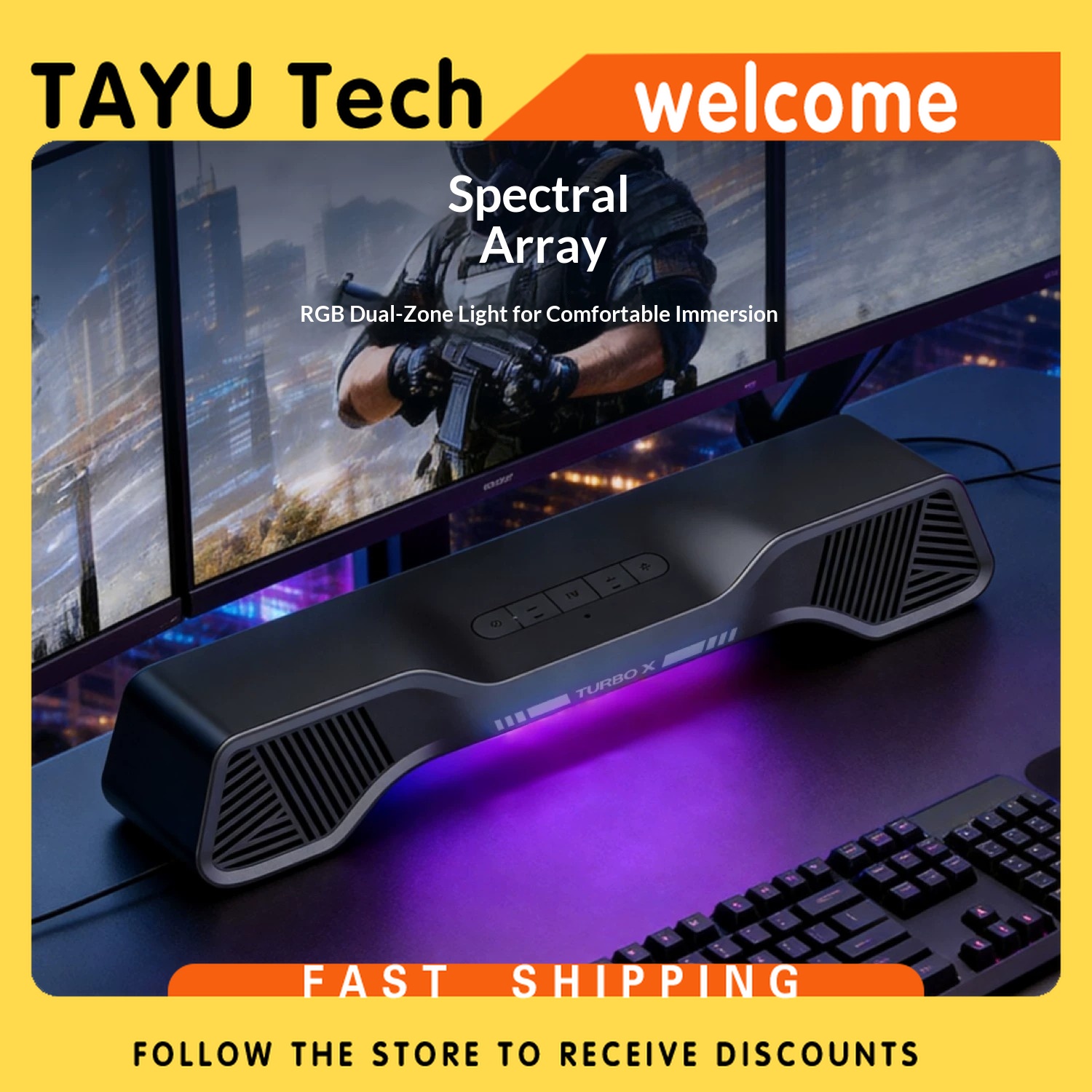 Rgb Computer Soundbar For Pc - Hurricane Turbo X Oyun Hoparlörü MS-G1