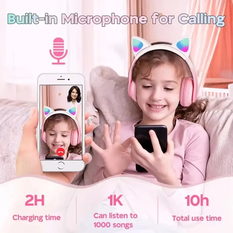 T28 Kablosuz Bluetooth Kulaklı - Cat Ear Bluetooth Headset Led incelemesi ve fiyatı